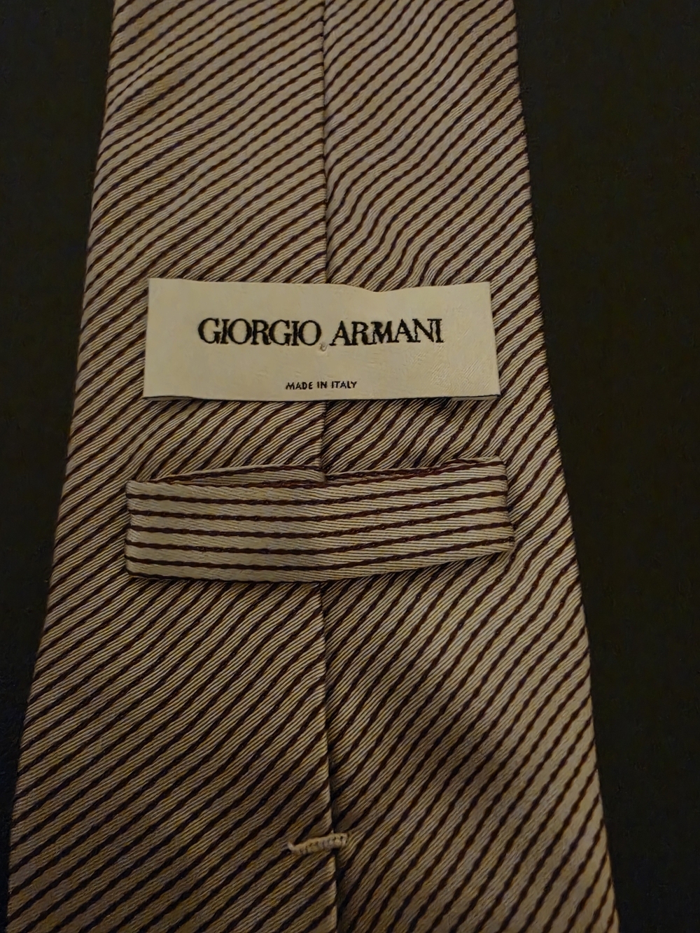 Giorgio Armani Brown and Cream Diagonal Stripe Silk Tie